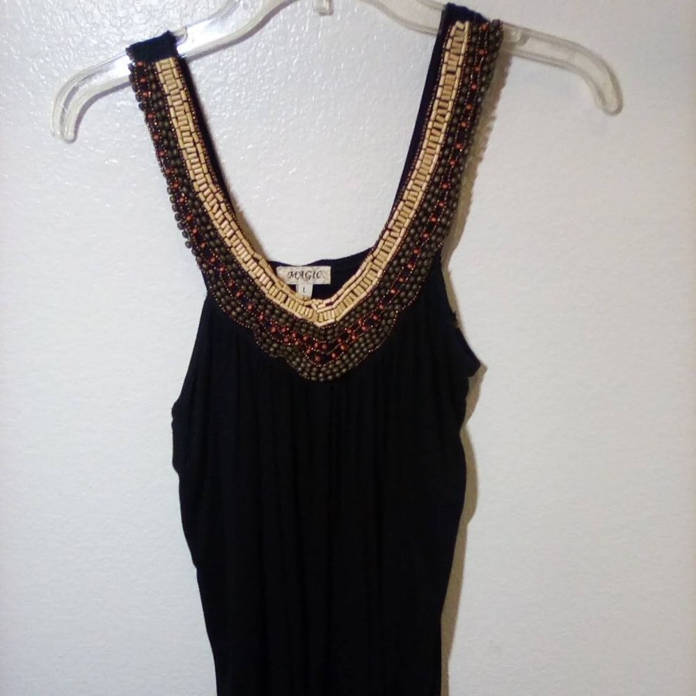 - Magic Beaded Tank Color-Black- Size: L